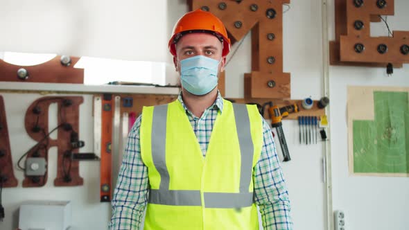 Portrait of Man Warehouse Worker and Engineer Under Inspection and Checking Production Process on