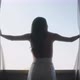 Happy attrative asian woman wearing casual cloth hand pull opening curtains - VideoHive Item for Sale