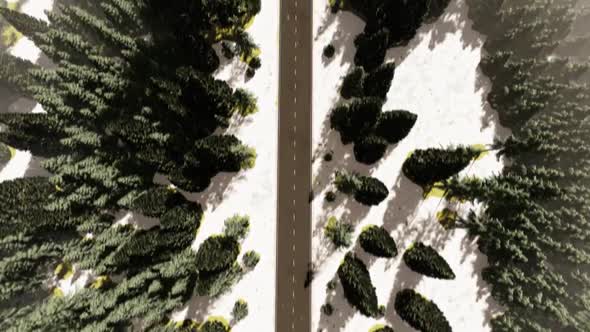 Flight Over Mountain Road In Snowfall 4