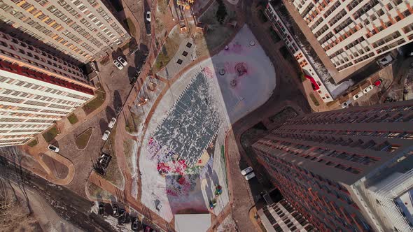 Top View of Parked Cars Between Skyscrapers