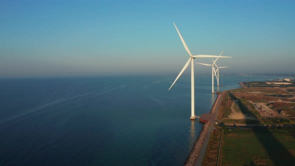 Aerial View of the Wind Turbines