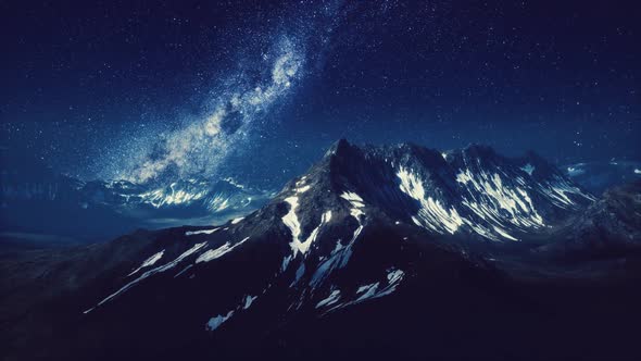 Milky Way Over the Mountain Peaks