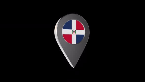 3d Animation Map Navigation Pointer With Domonican Republic  Flag With Alpha Channel - 2K