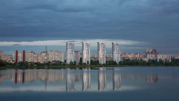 City At Sunset By The River, Time Lapse