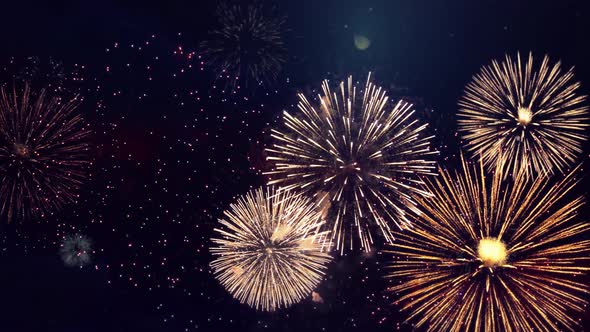  Beautiful Fireworks Display Show Loop Animation Background.