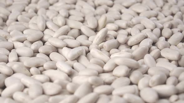 White beans fall into a heap