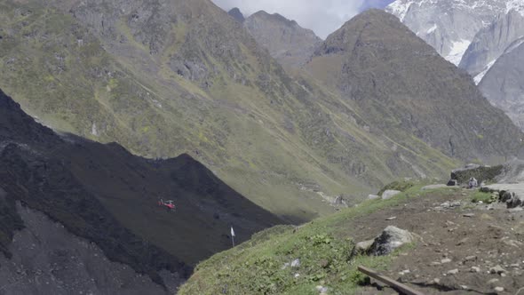 Himalayan Hills Scenery Showing Himalaya Hills Helicopter Roaming Around