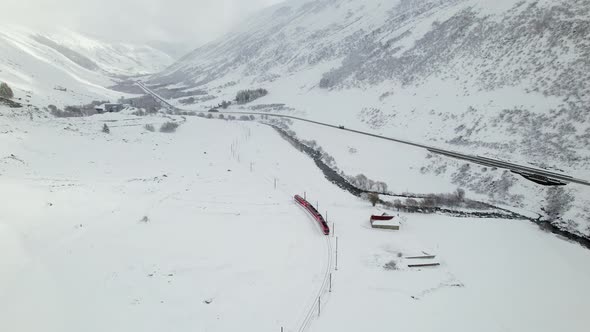 Ski Train in Switzerland Used to Shuttle Passengers and Skiers to Ski Resorts