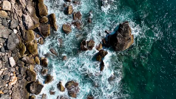 Azure beach on the Mediterranean Sea aerial view 4 K