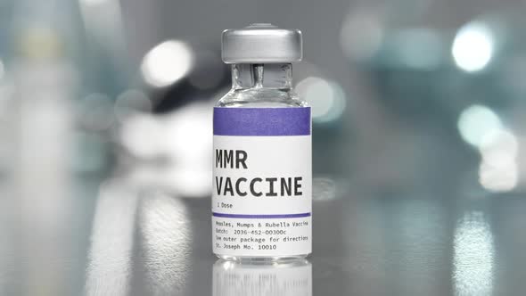 MMR vaccine vial in medical lab