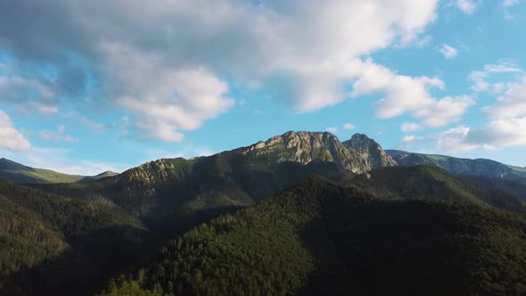 Beautiful Summer Landscape of Green Hills and Tatra Mountains Aerial Shot Poland Zakopane