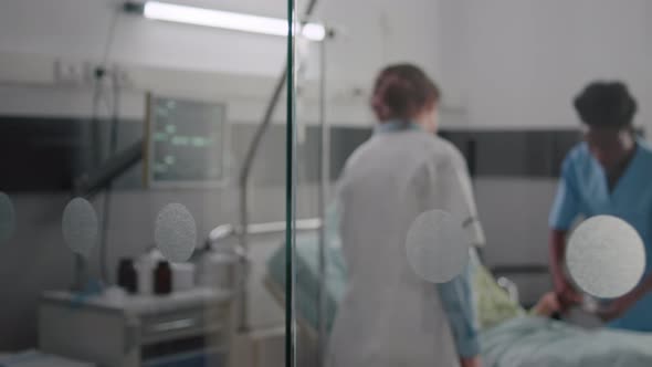 Sick Woman Resting in Bed with Oxygen Tube Explaining Disease Symptom