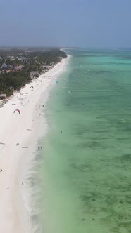 Tanzania  Vertical Video of the Ocean Near the Coast of Zanzibar Slow Motion