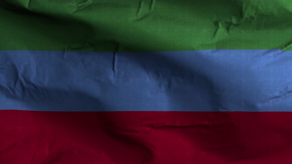 Dagestan Flag Textured Waving Background 4K