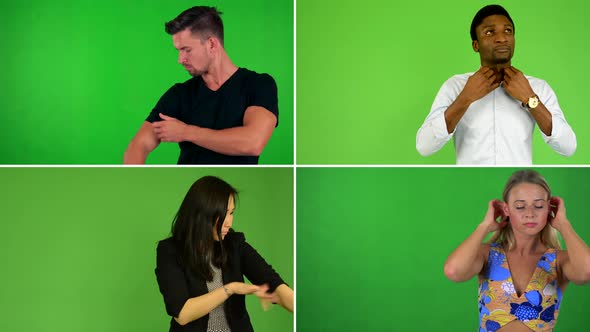  Compilation (Montage) - People Adjust Clothes - Green Screen Studio