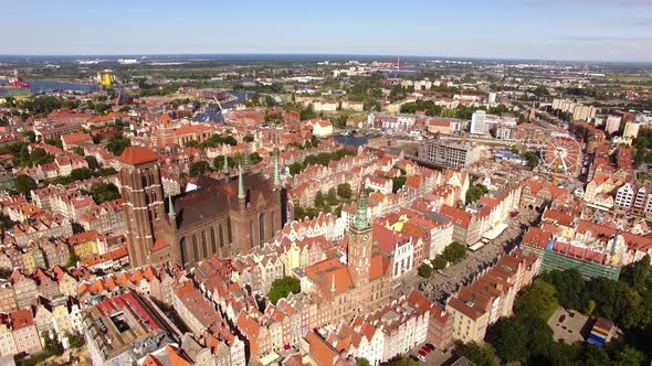 Aerial view of the old town of Gdansk, Poland