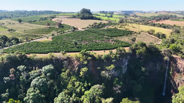 Countryside scenic aerial landscape. Rural life scenery.