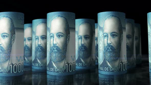 Chile Pesos money banknotes rolls seamless loop