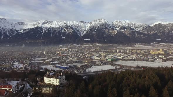 Aerial view of Innsbruck during winter