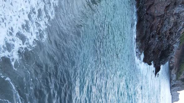 Vertical Video Sea Near the Coast  Closeup of the Coastal Seascape