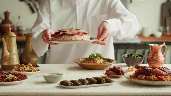 Kabsa Hummus Maqluba Maqluba Tabbouleh Closeup Rice and Meat Dish Middle Eastern National