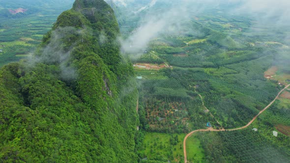 Drone are flying over beautiful clouds and mountains