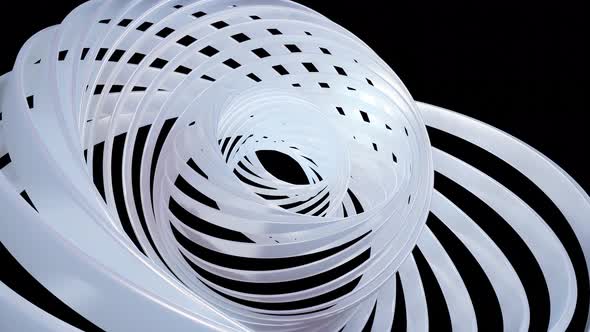 3D Stylish Abstract White Background with Rings or Circles Twisting in Concentric Structure