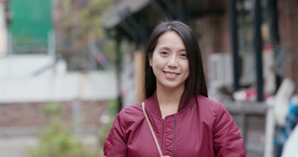 Woman smile to camera