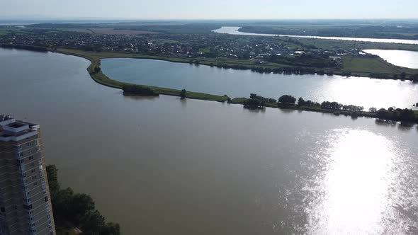 New residential buildings. Krasnodar. The Kuban River.