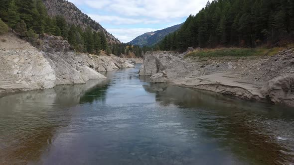 Flying up the Snake River through Wyoming on cloudy day