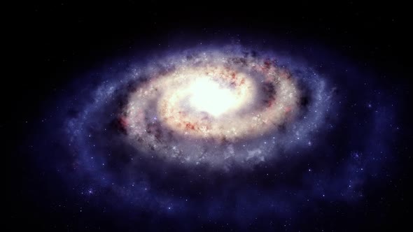 Spectacular view of a glowing galaxy - gravitationally bound system of stars.