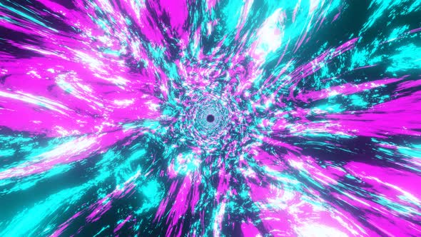 Abstract Fantastic 3d Modern Animation of an Astral Galaxy Tunnel or Travel Wormhole with Neon