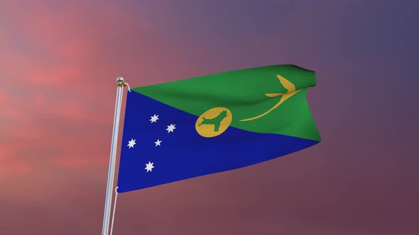 Flag Of Christmas Island Waving 4k