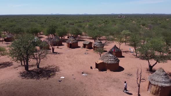 Small village of the Himba tribe in the middle of the forest, Namibia