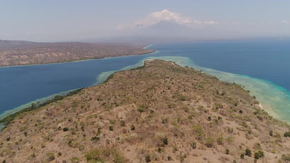 Aerial View Beautiful Beach on Tropical Island Menjangan. Bali,Indonesia