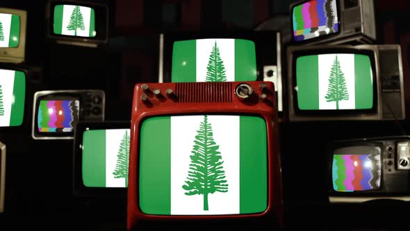 Flag of Norfolk Island on Retro TVs.