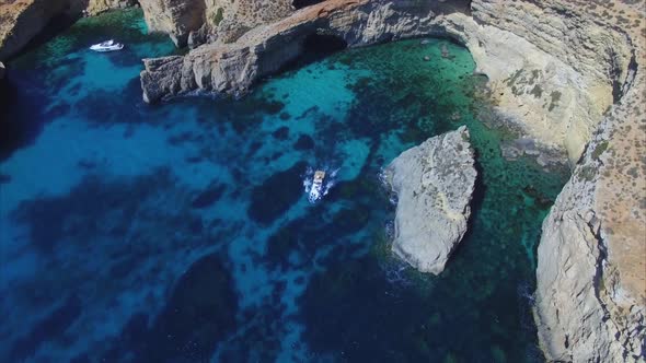 A boat in blue lagoon malta
