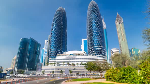 Modern Skyscrapers Timelapse Hyperlapse Sheikh Zayed Road Dubai United Arab Emirates