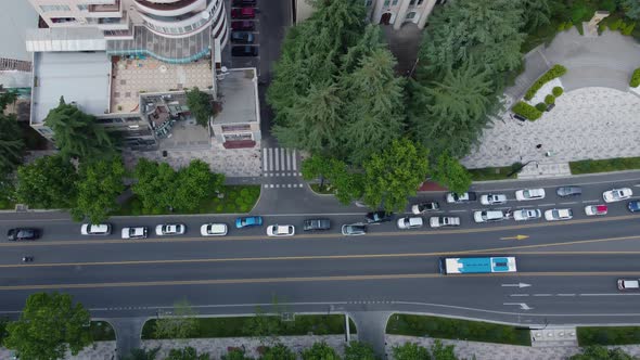 Bus Stop Aerial Shoot - Traffic in the city