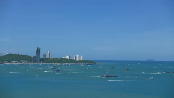 Time lapse of beautiful Pattaya city around sea ocean bay in Thailand