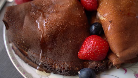 Pancake. Crepes With Berries and banana