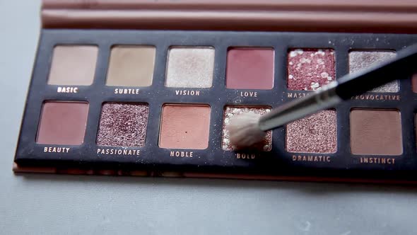Brush Gains Up Nude Glitter Eye Shadow for Makeup Macro Close Up