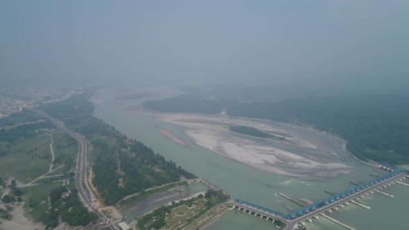 City of Haridwar state of Uttarakhand in India seen from the sky