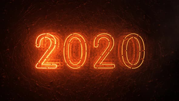 2020 Fire Orange Neon Sign Background