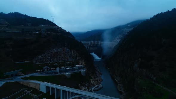 Water Stream in Dam of Hydroelectric Station