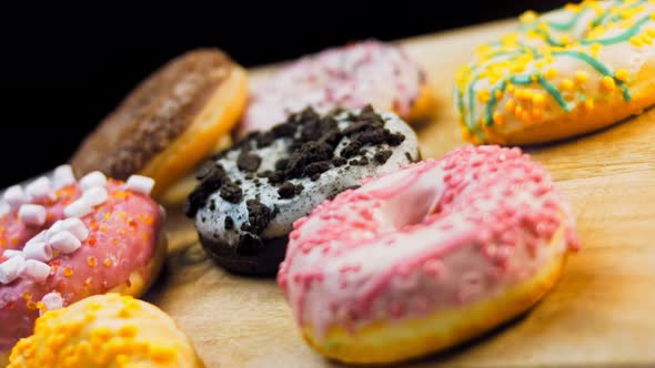 Chocolate Marshmello and Candy Donuts on a Retro Baking Tray