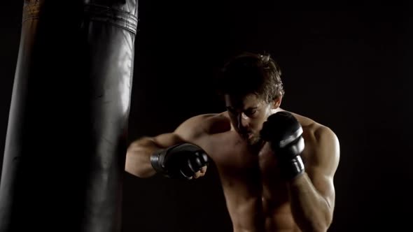 Athletic Male Workout Boxing Slow-Motion