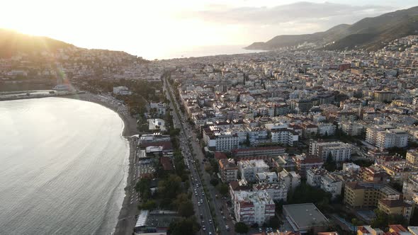 Aerial View Alanya Turkey  Resort Town Seashore