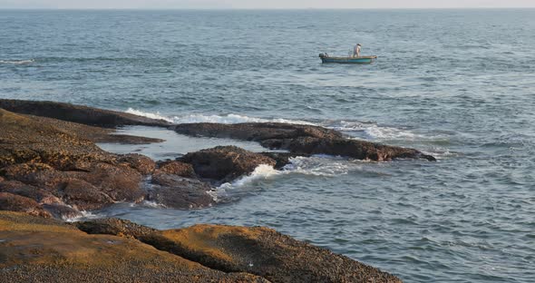 Seascape and rock stone