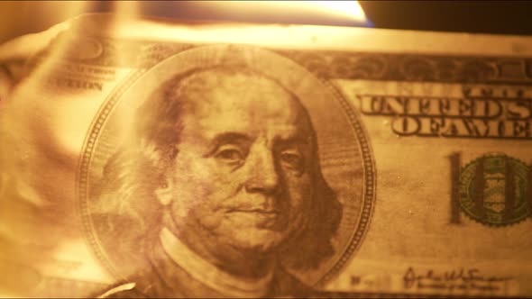 Dollar Bill Quickly Burns Up Completely in Closeup